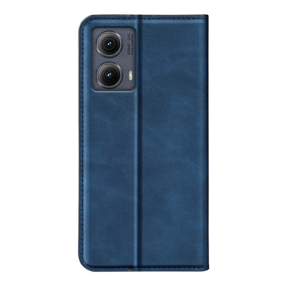 For Motorola Edge 5G 2024 Retro-skin Magnetic Suction Leather Phone Case(Dark Blue)