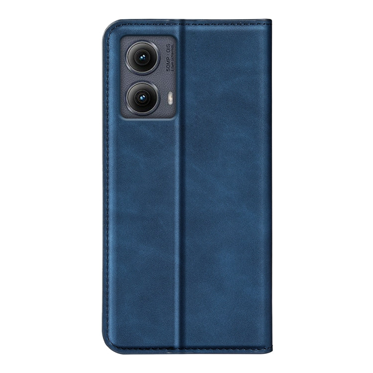 For Motorola Edge 5G 2024 Retro-skin Magnetic Suction Leather Phone Case(Dark Blue)