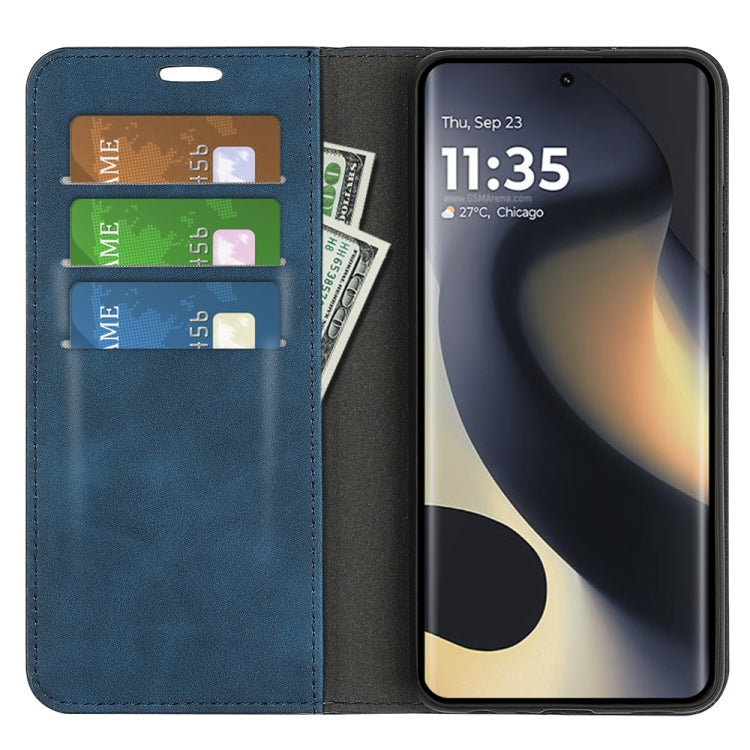 For Motorola Edge 5G 2024 Retro-skin Magnetic Suction Leather Phone Case(Dark Blue) - Motorola Cases by PMC Jewellery | Online Shopping South Africa | PMC Jewellery | Buy Now Pay Later Mobicred