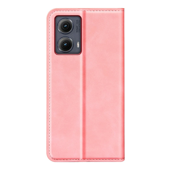 For Motorola Edge 5G 2024 Retro-skin Magnetic Suction Leather Phone Case(Pink)