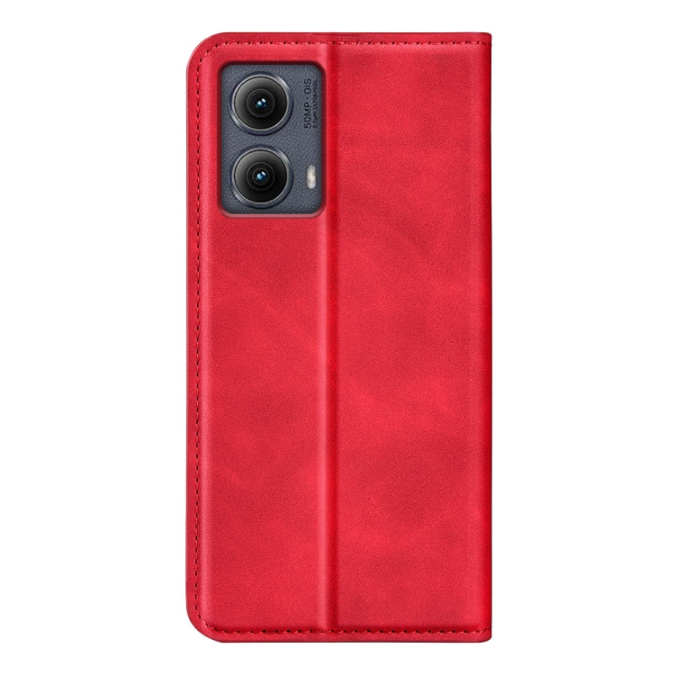 For Motorola Edge 5G 2024 Retro-skin Magnetic Suction Leather Phone Case(Red)