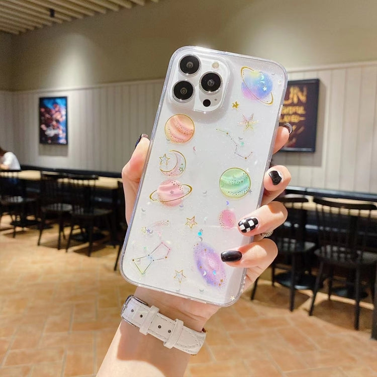 For iPhone 16e Cosmic Star Glitter Epoxy TPU Phone Case(Transparent) - iPhone 16e Cases by PMC TechLife | Online Shopping South Africa | PMC TechLife | Buy Now Pay Later Mobicred