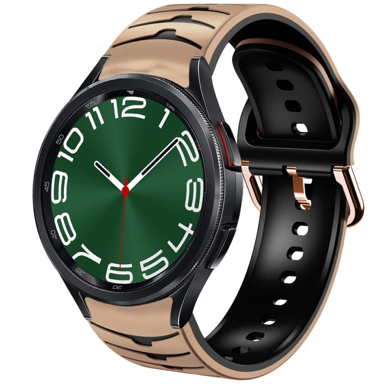 For Samsung Galaxy Watch 6 Classic 47mm Curved Texture Silicone Watch Band(Khaki+Black) - Watch Bands by PMC TechLife | Online Shopping South Africa | PMC TechLife