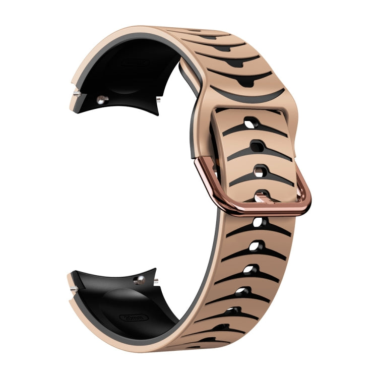 For Samsung Galaxy Watch 6 Classic 47mm Curved Texture Silicone Watch Band(Khaki+Black) - Watch Bands by PMC TechLife | Online Shopping South Africa | PMC TechLife