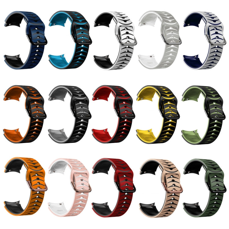 For Samsung Galaxy Watch 6 Classic 47mm Curved Texture Silicone Watch Band(Khaki+Black)