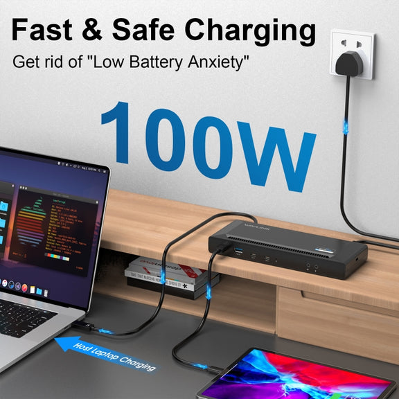 Wavlink UG69PD2 Dual 4K Fast Charging Integrated Docking Station, Plug:EU Plug