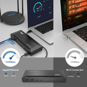 Wavlink UG69PD2 Dual 4K Fast Charging Integrated Docking Station, Plug:UK Plug