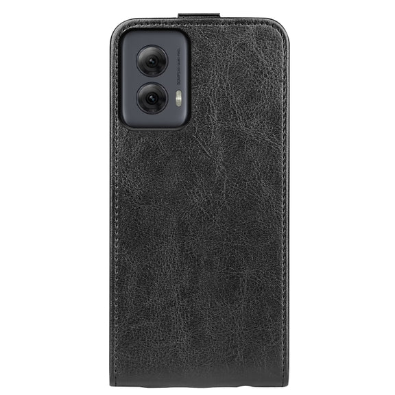 For Motorola Moto G Power 5G 2024 R64 Texture Single Vertical Flip Leather Phone Case(Black)