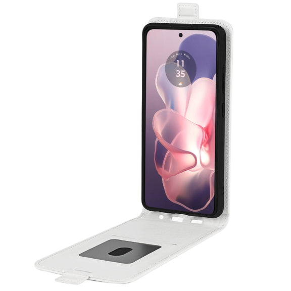 For Motorola Moto G Power 5G 2024 R64 Texture Single Vertical Flip Leather Phone Case(White)