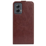 For Motorola Moto G Power 5G 2024 R64 Texture Single Vertical Flip Leather Phone Case(Brown)