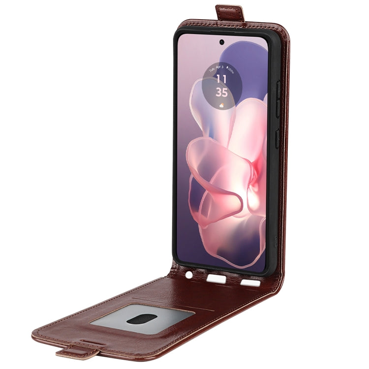 For Motorola Moto G Power 5G 2024 R64 Texture Single Vertical Flip Leather Phone Case(Brown) - free shipping - PMC Jewellery - Order now!