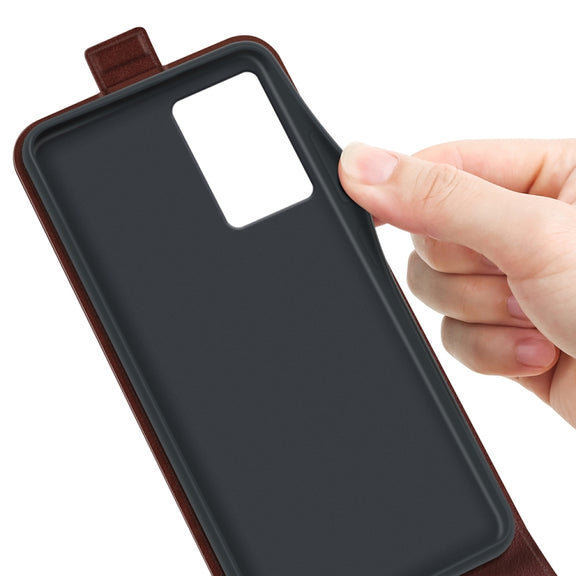 For Motorola Edge 5G 2024 R64 Texture Single Vertical Flip Leather Phone Case(Brown)