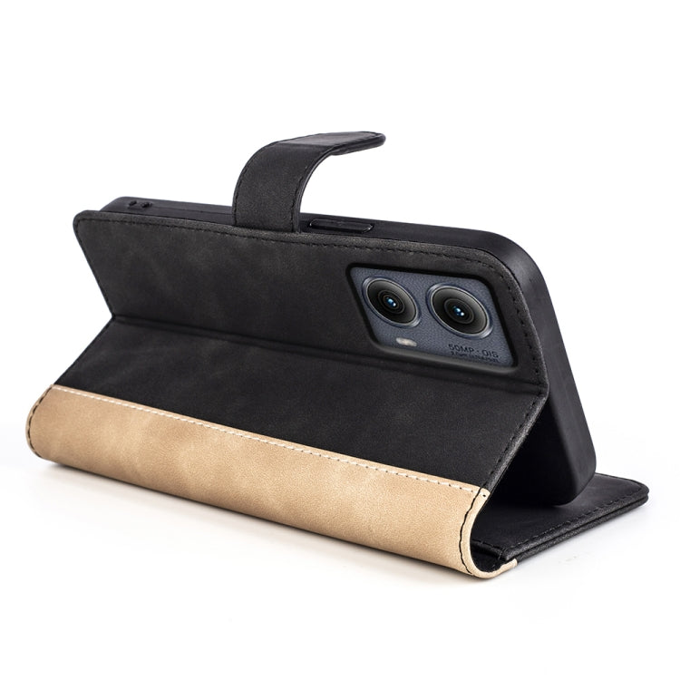 For Motolora Edge 5G 2024 Stitching Horizontal Flip Leather Phone Case(Black)