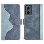 For Motolora Edge 5G 2024 Stitching Horizontal Flip Leather Phone Case(Blue)