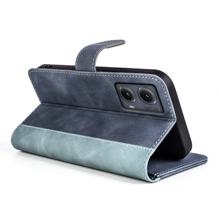 For Motolora Edge 5G 2024 Stitching Horizontal Flip Leather Phone Case(Blue)