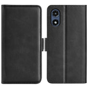 For Motorola Moto G Play 2024 Dual-side Magnetic Buckle Horizontal Flip Leather Phone Case(Black)