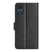 For Motorola Moto G Play 2024 Dual-side Magnetic Buckle Horizontal Flip Leather Phone Case(Black)