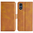 For Motorola Moto G Play 2024 Dual-side Magnetic Buckle Horizontal Flip Leather Phone Case(Yellow) - Motorola Cases by PMC Jewellery | Online Shopping South Africa | PMC Jewellery | Buy Now Pay Later Mobicred