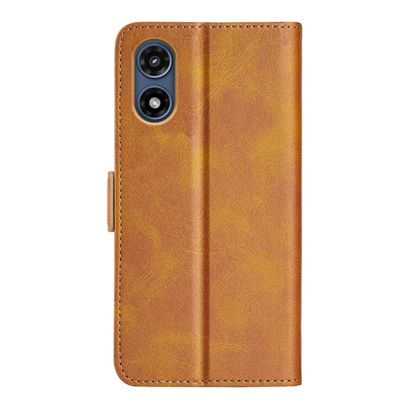 For Motorola Moto G Play 2024 Dual-side Magnetic Buckle Horizontal Flip Leather Phone Case(Yellow)