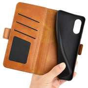 For Motorola Moto G Play 2024 Dual-side Magnetic Buckle Horizontal Flip Leather Phone Case(Yellow)