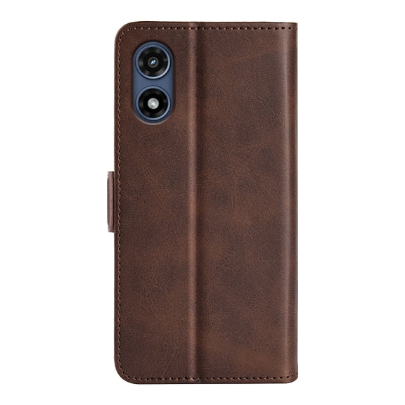 For Motorola Moto G Play 2024 Dual-side Magnetic Buckle Horizontal Flip Leather Phone Case(Brown)