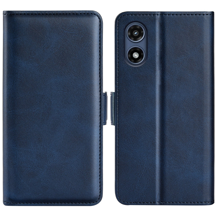 For Motorola Moto G Play 2024 Dual-side Magnetic Buckle Horizontal Flip Leather Phone Case(Dark Blue) - Motorola Cases by PMC Jewellery | Online Shopping South Africa | PMC Jewellery | Buy Now Pay Later Mobicred