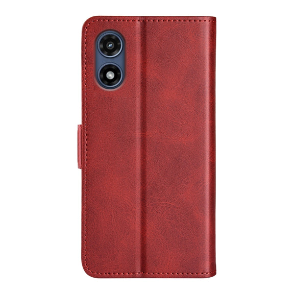 For Motorola Moto G Play 2024 Dual-side Magnetic Buckle Horizontal Flip Leather Phone Case(Red)