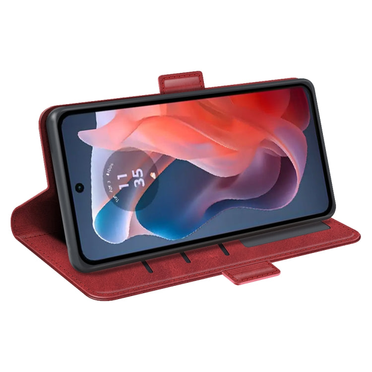 For Motorola Moto G Play 2024 Dual-side Magnetic Buckle Horizontal Flip Leather Phone Case(Red)