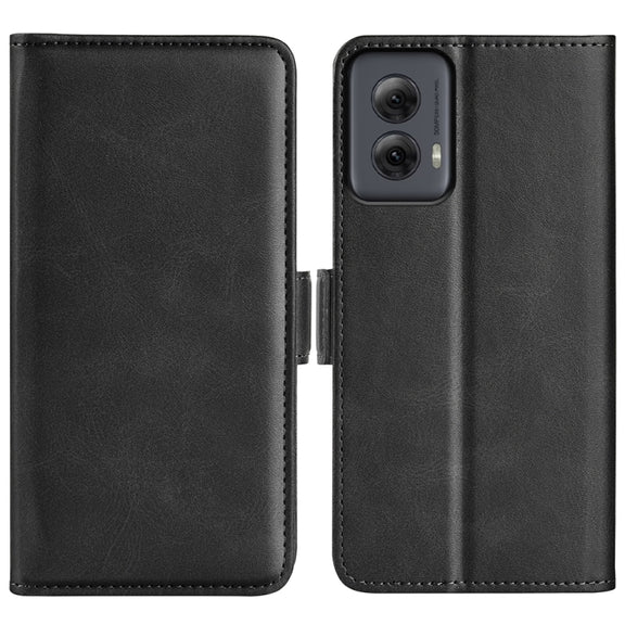 For Motorola Moto G Power 5G 2024 Dual-side Magnetic Buckle Horizontal Flip Leather Phone Case(Black)