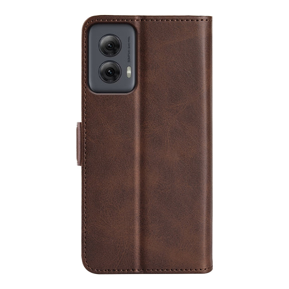 For Motorola Moto G Power 5G 2024 Dual-side Magnetic Buckle Horizontal Flip Leather Phone Case(Brown)