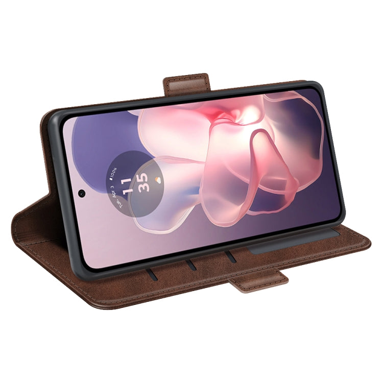 For Motorola Moto G Power 5G 2024 Dual-side Magnetic Buckle Horizontal Flip Leather Phone Case(Brown)