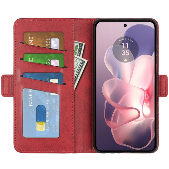 For Motorola Moto G Power 5G 2024 Dual-side Magnetic Buckle Horizontal Flip Leather Phone Case(Red)