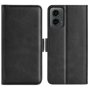For Motorola Moto G 5G 2024 Dual-side Magnetic Buckle Horizontal Flip Leather Phone Case(Black)
