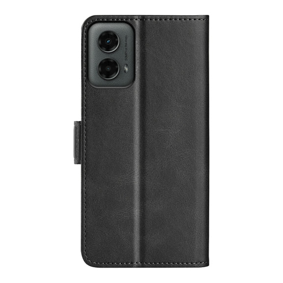For Motorola Moto G 5G 2024 Dual-side Magnetic Buckle Horizontal Flip Leather Phone Case(Black)