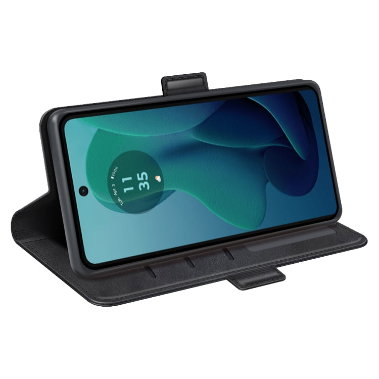 For Motorola Moto G 5G 2024 Dual-side Magnetic Buckle Horizontal Flip Leather Phone Case(Black)