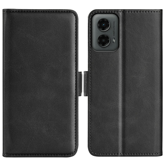 For Motorola Moto G 5G 2024 Dual-side Magnetic Buckle Horizontal Flip Leather Phone Case(Black)