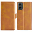 For Motorola Moto G 5G 2024 Dual-side Magnetic Buckle Horizontal Flip Leather Phone Case(Yellow) - Motorola Cases by PMC Jewellery | Online Shopping South Africa | PMC Jewellery | Buy Now Pay Later Mobicred
