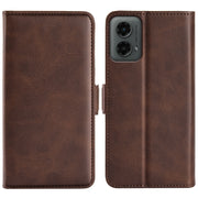 For Motorola Moto G 5G 2024 Dual-side Magnetic Buckle Horizontal Flip Leather Phone Case(Brown)