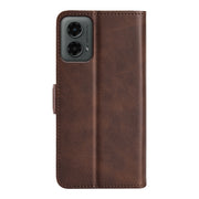 For Motorola Moto G 5G 2024 Dual-side Magnetic Buckle Horizontal Flip Leather Phone Case(Brown)