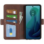 For Motorola Moto G 5G 2024 Dual-side Magnetic Buckle Horizontal Flip Leather Phone Case(Brown)