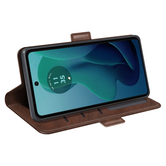 For Motorola Moto G 5G 2024 Dual-side Magnetic Buckle Horizontal Flip Leather Phone Case(Brown)