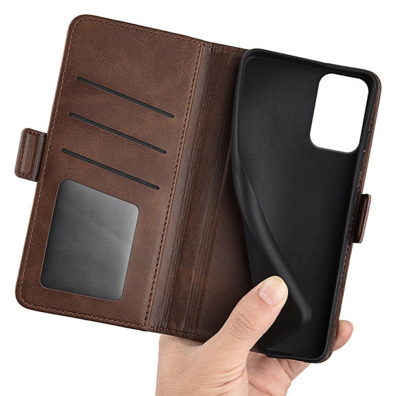 For Motorola Moto G 5G 2024 Dual-side Magnetic Buckle Horizontal Flip Leather Phone Case(Brown)