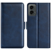 For Motorola Moto G 5G 2024 Dual-side Magnetic Buckle Horizontal Flip Leather Phone Case(Dark Blue)