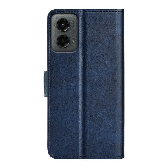 For Motorola Moto G 5G 2024 Dual-side Magnetic Buckle Horizontal Flip Leather Phone Case(Dark Blue)