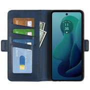 For Motorola Moto G 5G 2024 Dual-side Magnetic Buckle Horizontal Flip Leather Phone Case(Dark Blue)