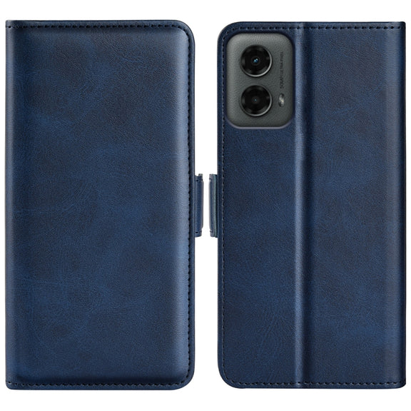 For Motorola Moto G 5G 2024 Dual-side Magnetic Buckle Horizontal Flip Leather Phone Case(Dark Blue)