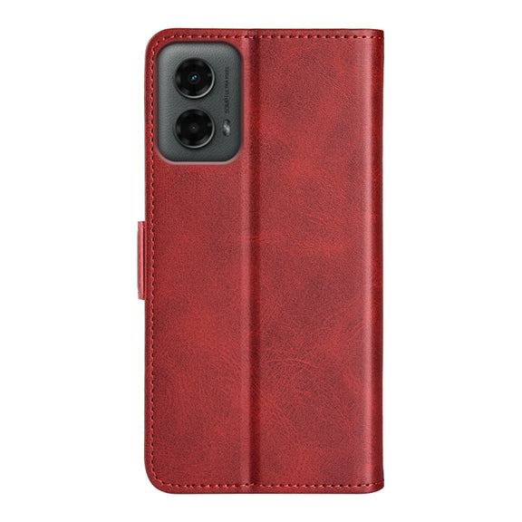For Motorola Moto G 5G 2024 Dual-side Magnetic Buckle Horizontal Flip Leather Phone Case(Red)