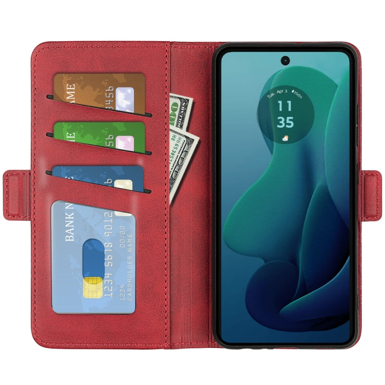 For Motorola Moto G 5G 2024 Dual-side Magnetic Buckle Horizontal Flip Leather Phone Case(Red)