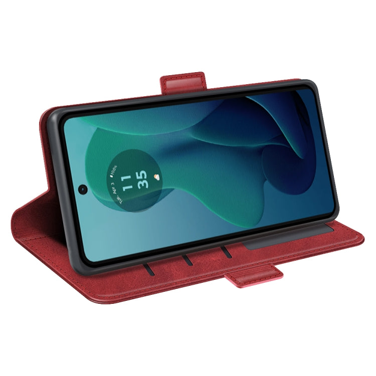 For Motorola Moto G 5G 2024 Dual-side Magnetic Buckle Horizontal Flip Leather Phone Case(Red)