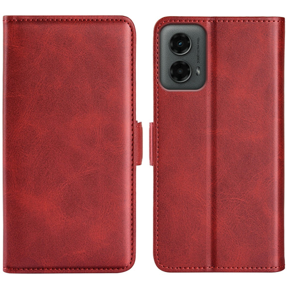 For Motorola Moto G 5G 2024 Dual-side Magnetic Buckle Horizontal Flip Leather Phone Case(Red)